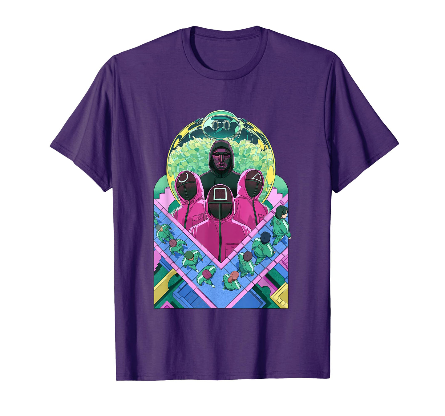 Squid Game 2 Retro Neon Characters Collage T-Shirt