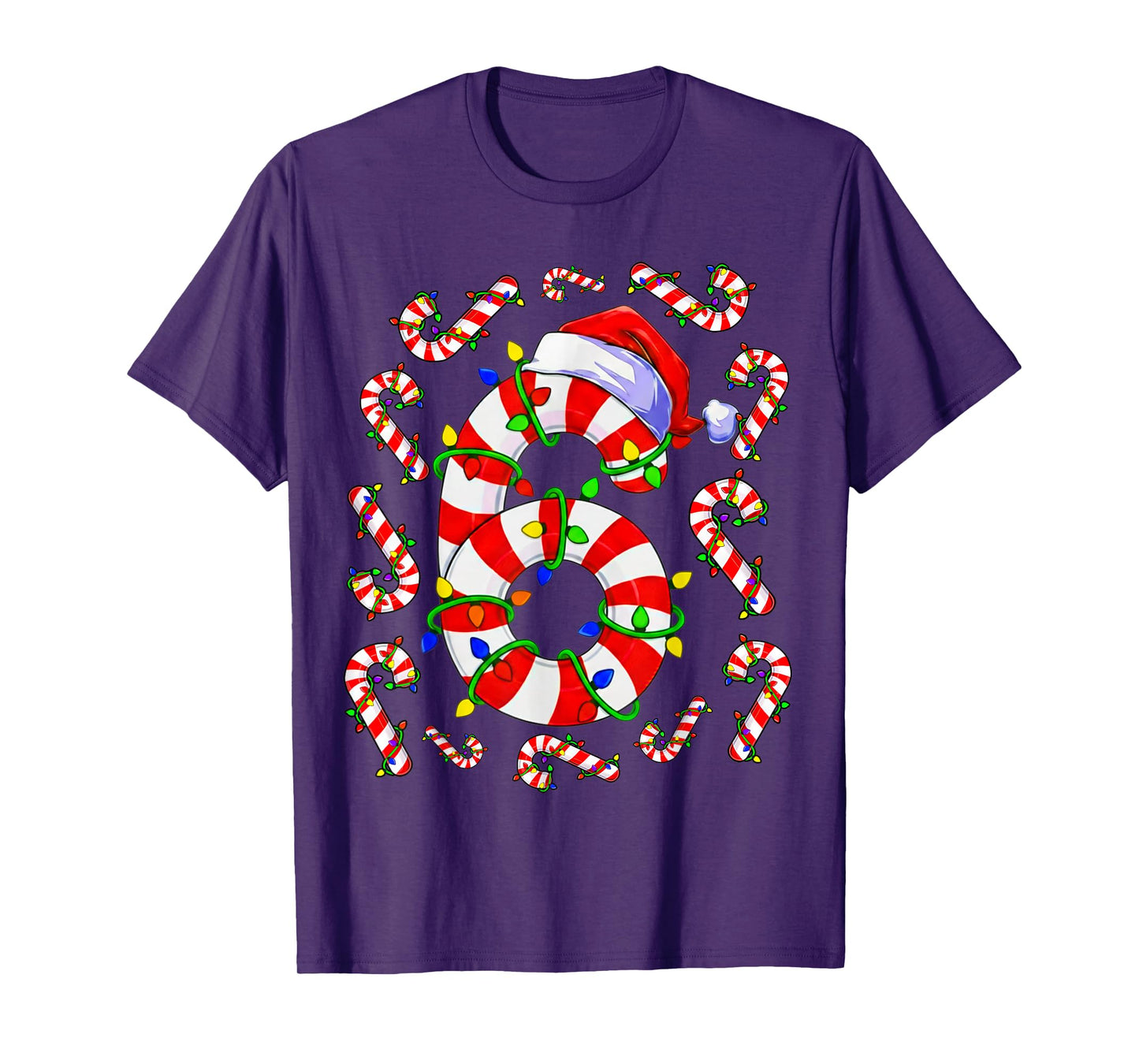 Fun Six Seven 6 7 Meme Design Couples Christmas Candy Cane T-Shirt