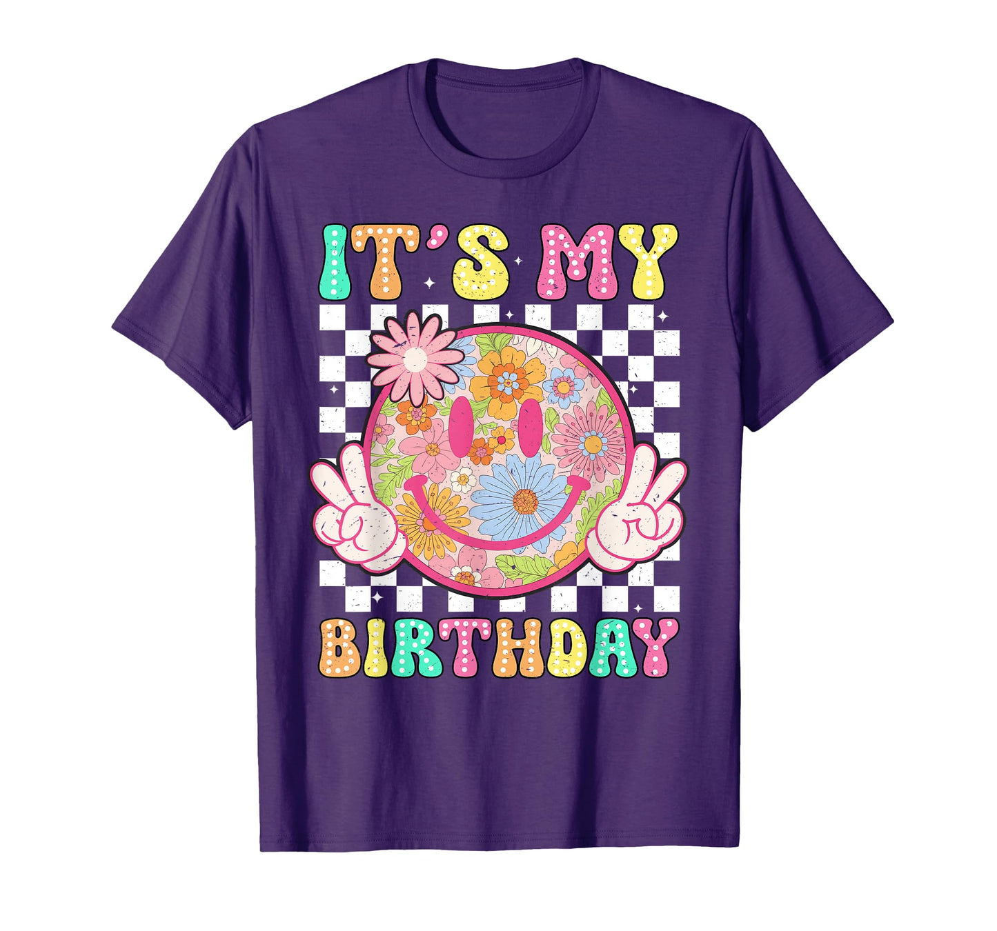 Groovy It's My Birthday Girls Women Teens Kid Bday Flower T-Shirt