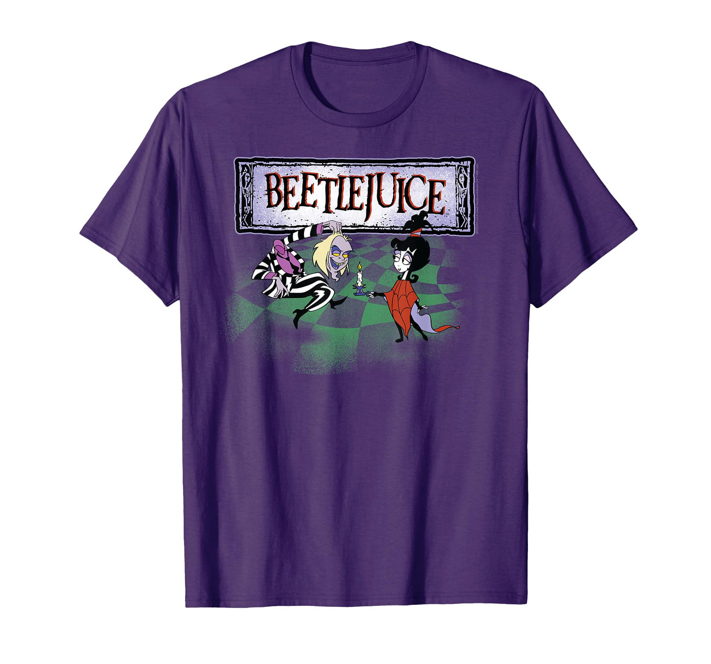 Beetlejuice Intro Checkerboard Beetlejuice and Lydia Cartoon T-Shirt