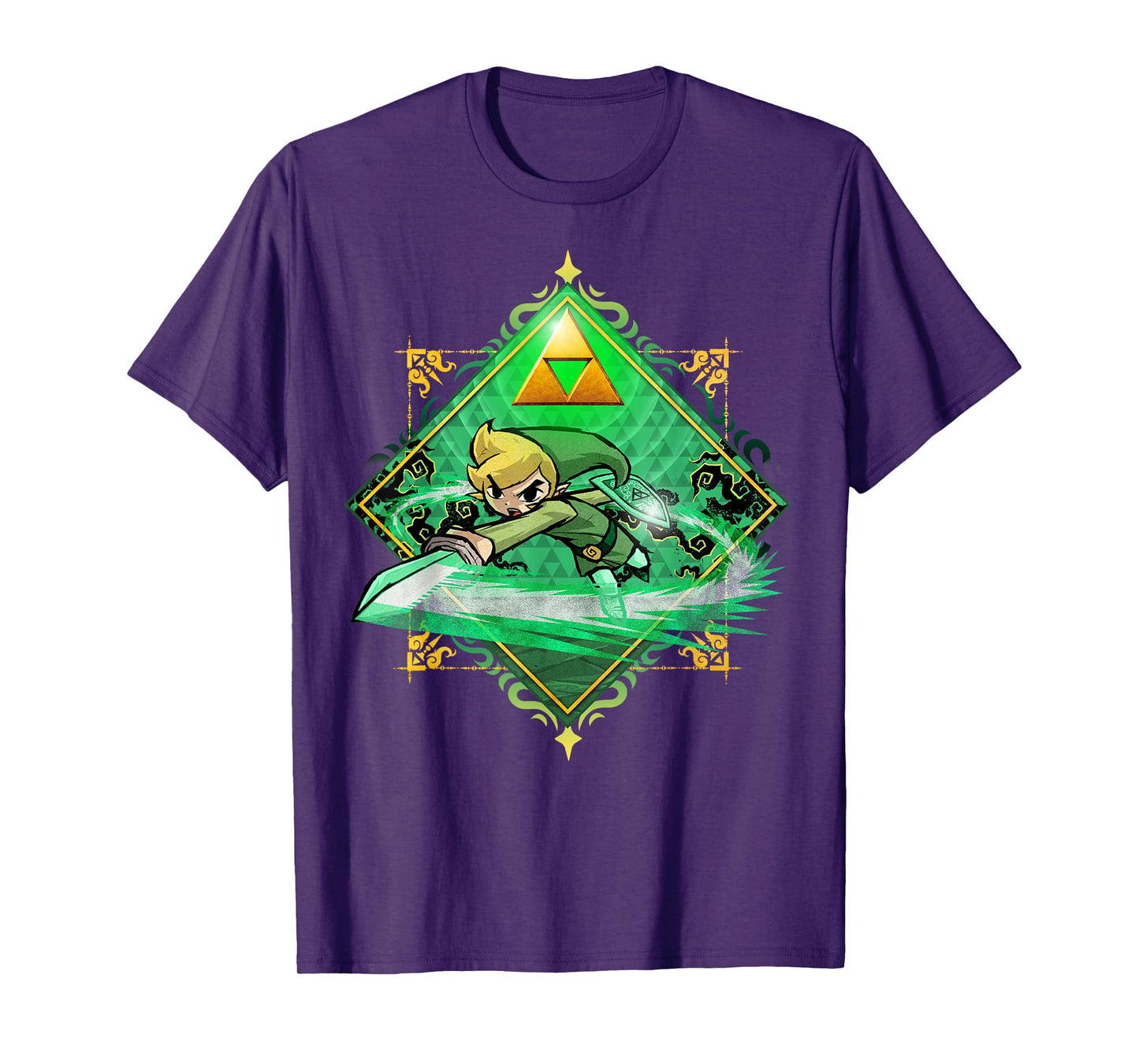 The Legend of Zelda: The Wind Waker Link Gold Sword Badge T-Shirt