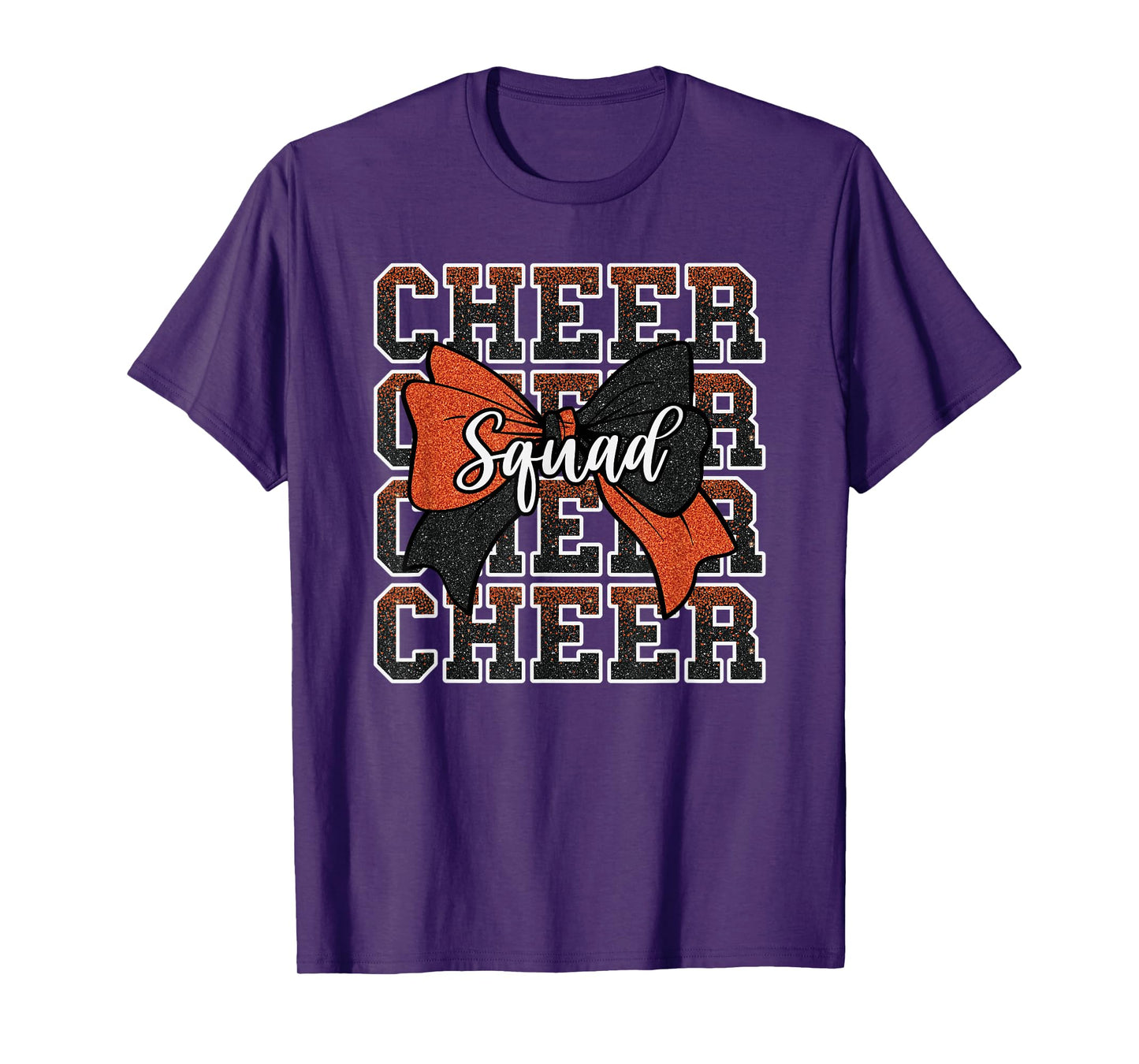 Orange Black Bow Cheer Squad Sport Cheerleader Cheerleading T-Shirt