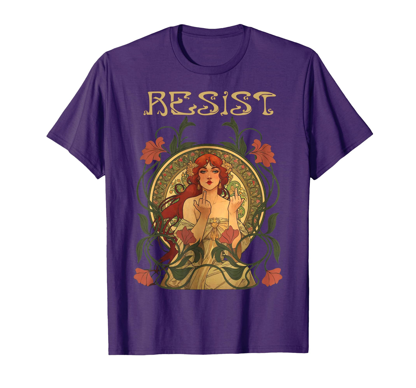 Resist Art Nouveau Mucha Anti-Trump Women Feminist Resist T-Shirt