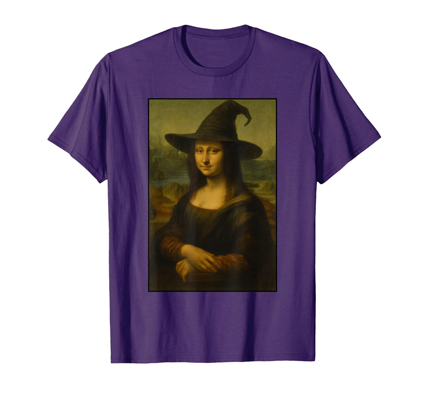 Mona Lisa Witch Hat Halloween Costume Art Vintage T-Shirt
