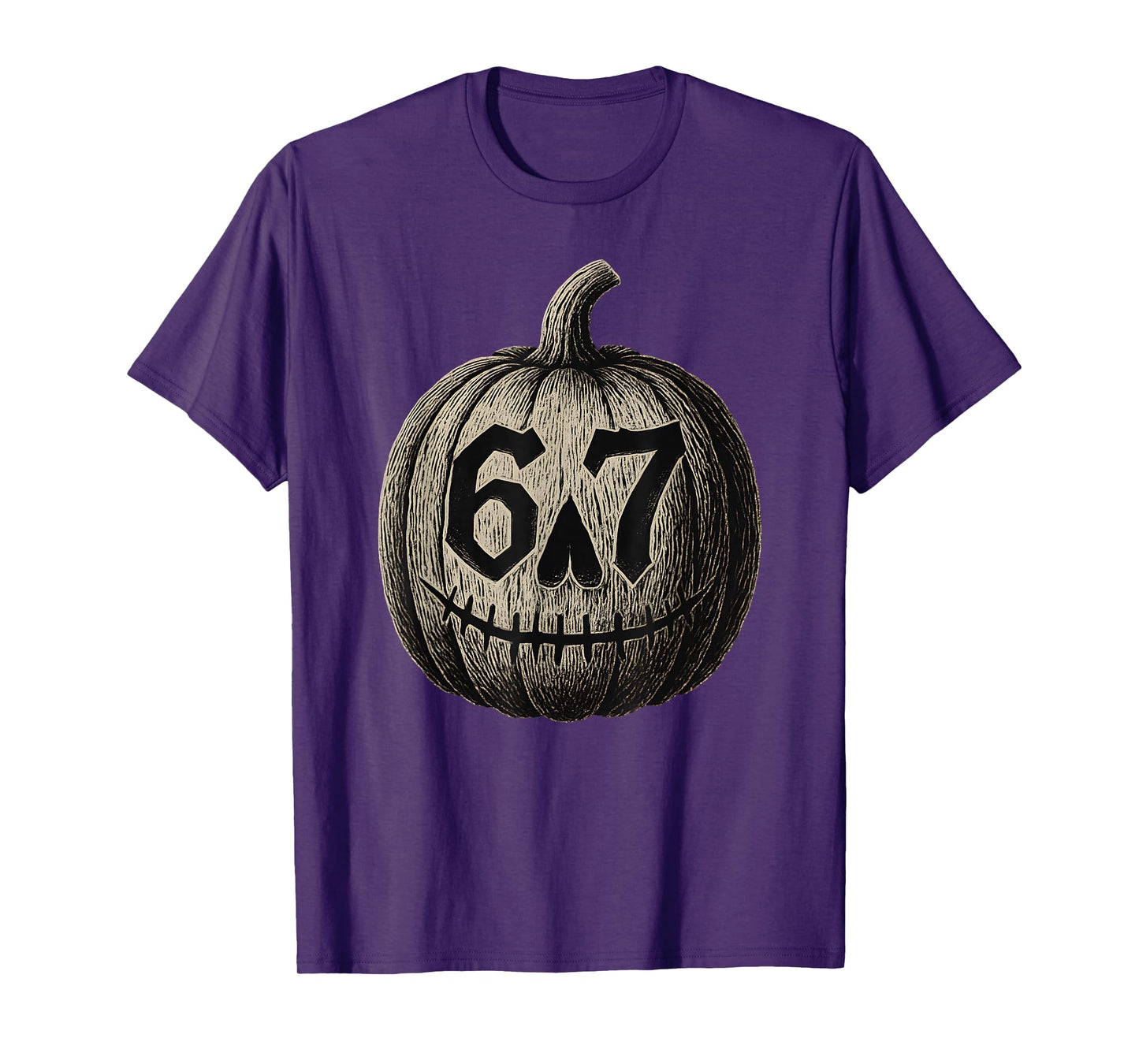 67 Halloween Pumpkin 6 7 Meme Brain Rot Six Seven Teen Boys T-Shirt