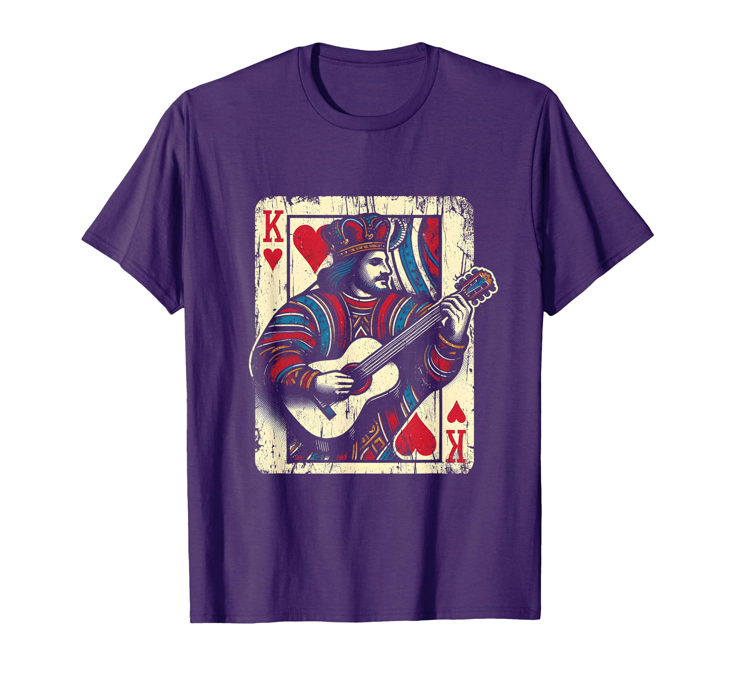 King Of Hearts Guitarist - Vintage Guitar Card Game Lover T-Shirt