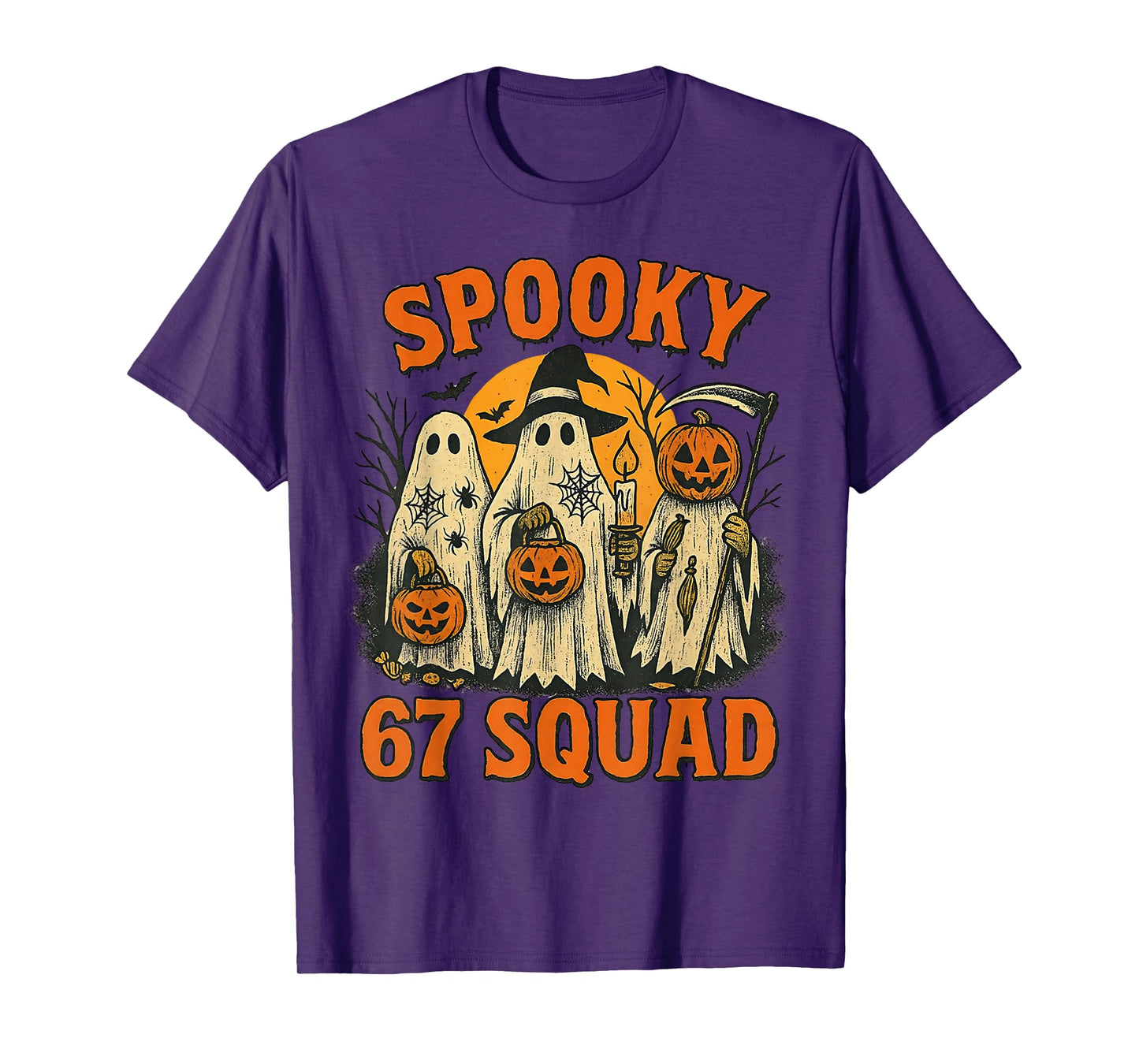 Spooky 67 Squad Funny Halloween Ghost 6 7 Six Seven Boy Kids T-Shirt
