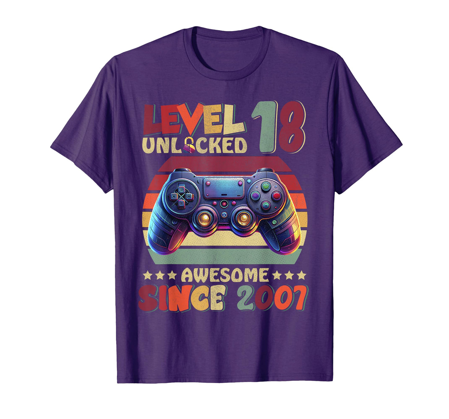 Level 18 Unlocked Awesome Since 2007 18th Birthday Gaming T-Shirt