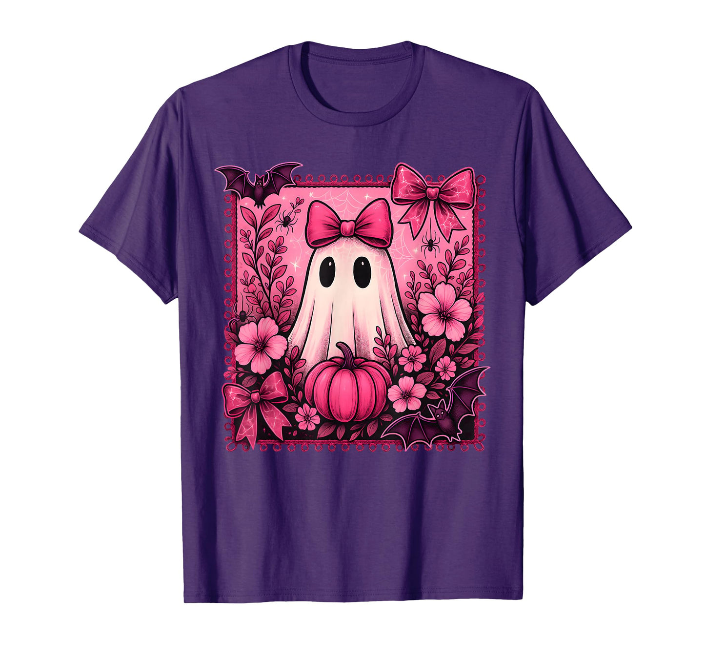 Halloween Coquette Bow Cute Ghost Floral Girl Women Kid T-Shirt