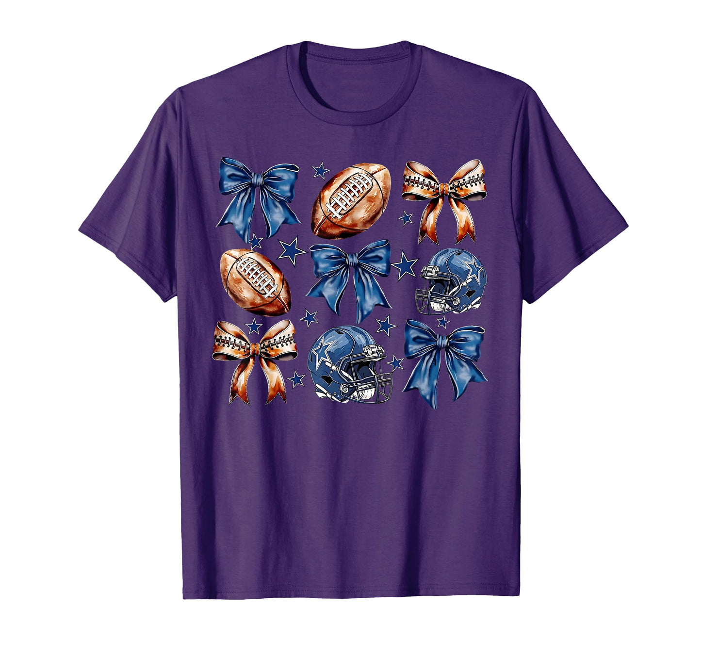 Coquette Bow Helmet American Football Game Day Thanksgiving T-Shirt