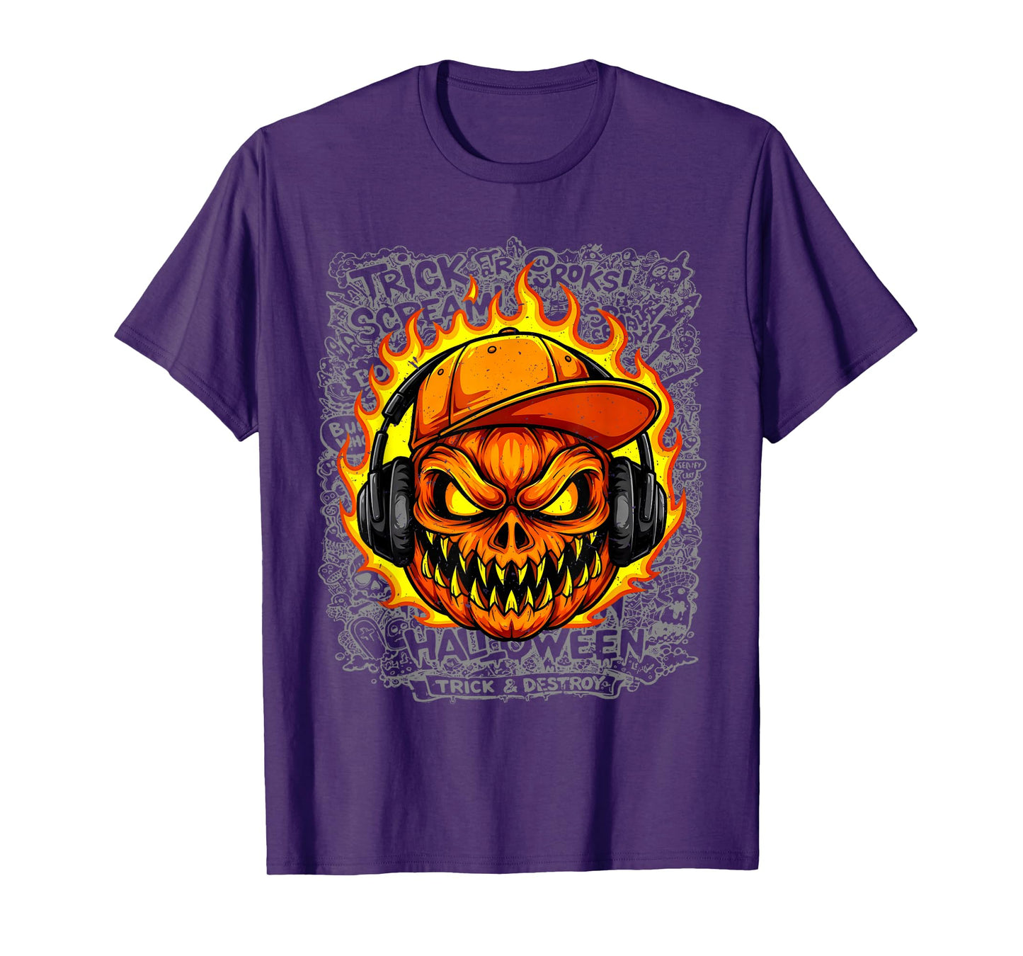 Spooky Season Pumpkin Halloween Graffiti for Boys and Kids T-Shirt