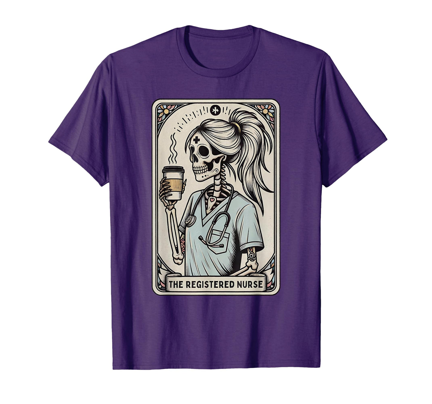 The Registered Nurse Tarot Card Skeleton Happy Halloween T-Shirt