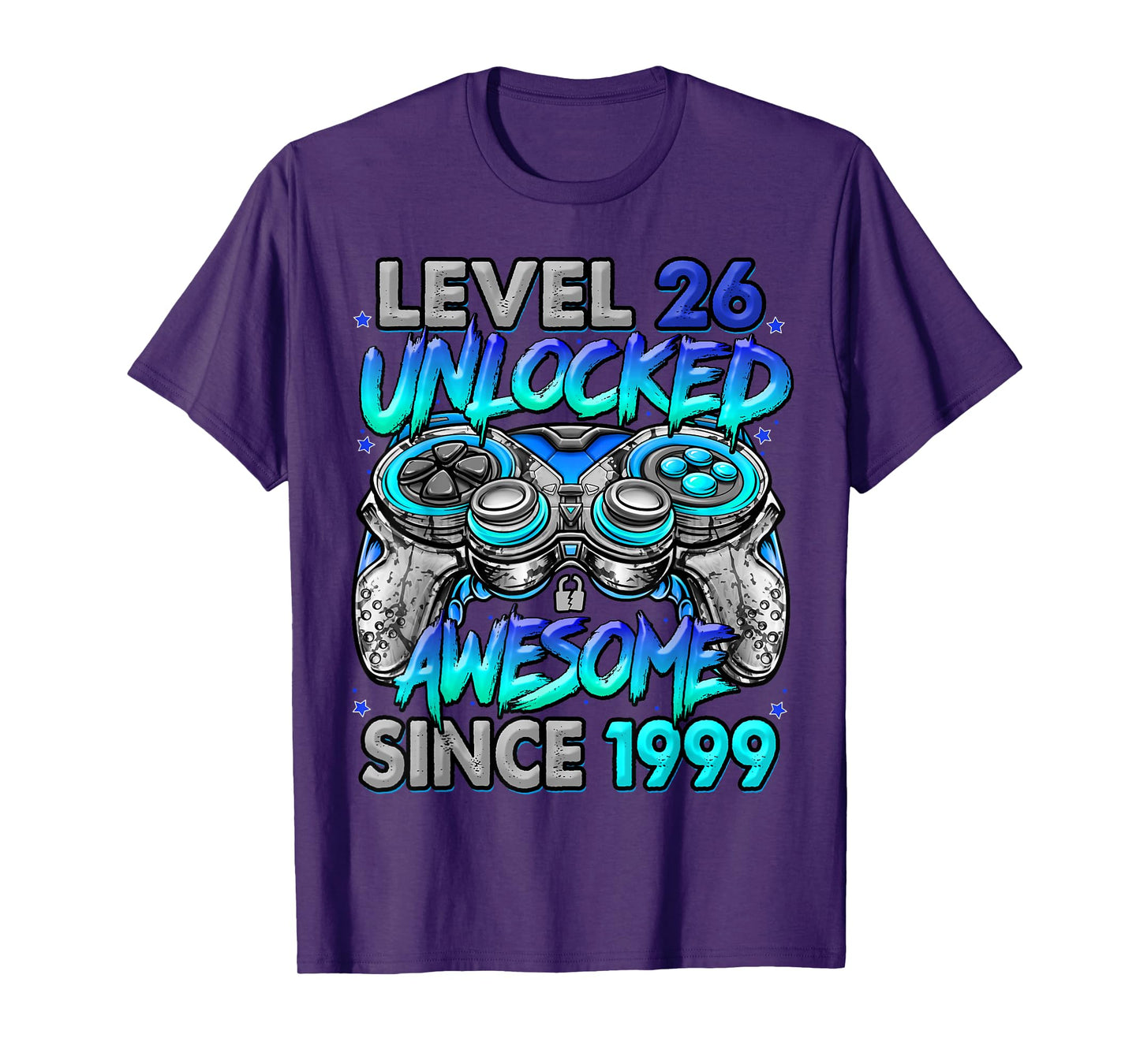 Level 26 Unlocked Awesome Since 1999 26th Birthday Gaming T-Shirt