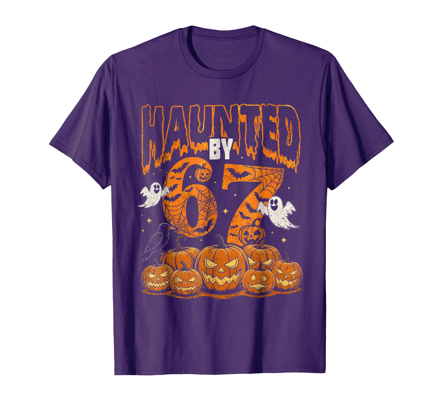 Haunted by 67 Six Seven Gen Alpha Z Halloween Pumpkin Ghost T-Shirt