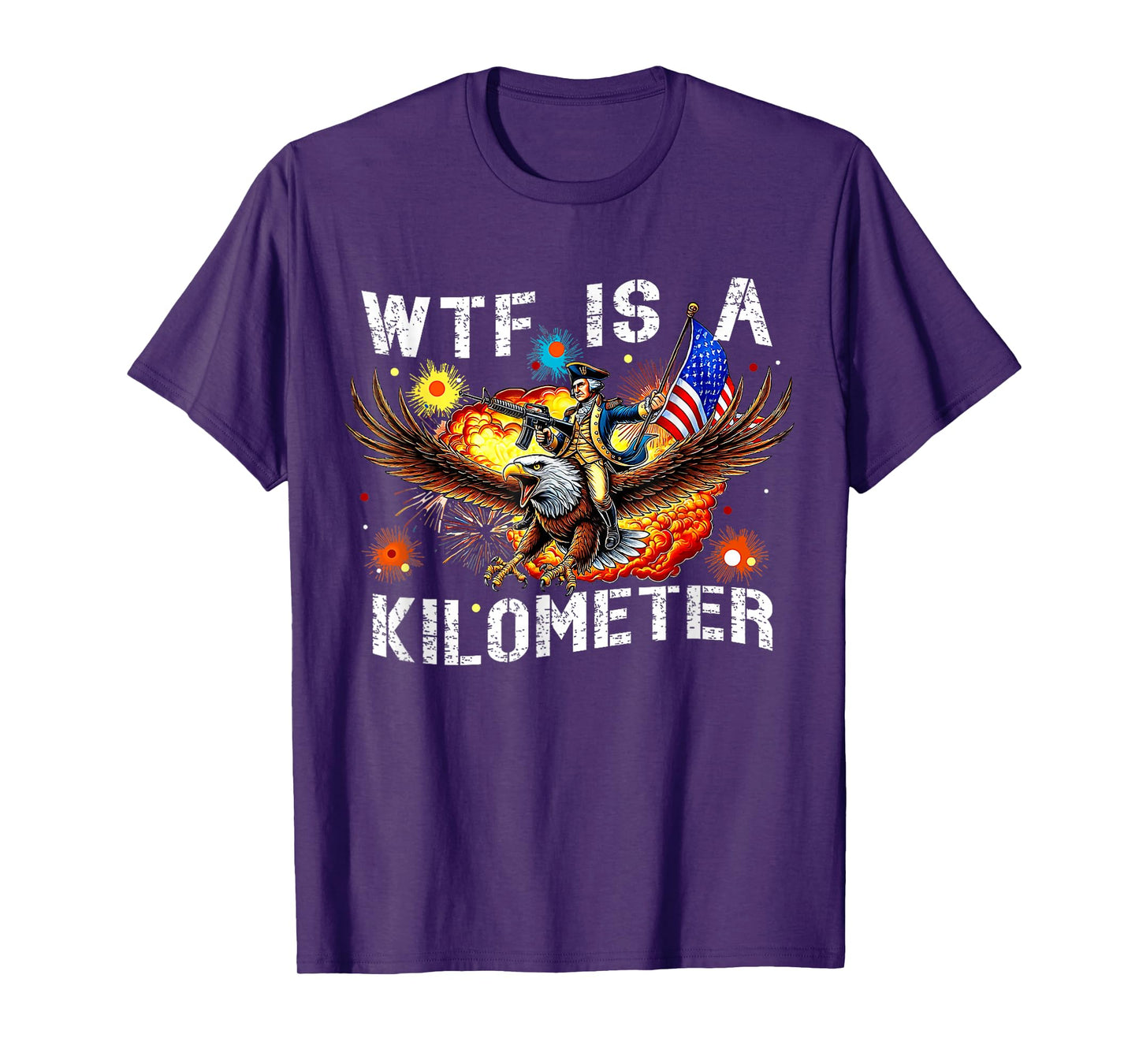Retro WTF Is A Kilometer Funny Patriotic American Freedom T-Shirt