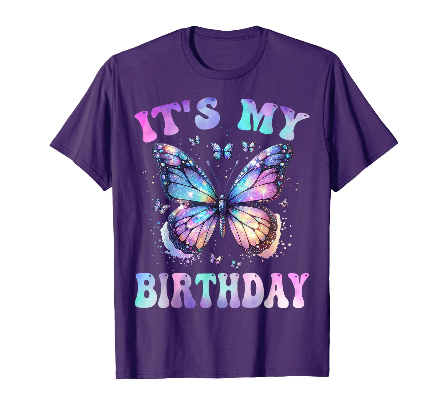 It's My Birthday Tie Dye Birthday Girl Butterfly Family T-Shirt