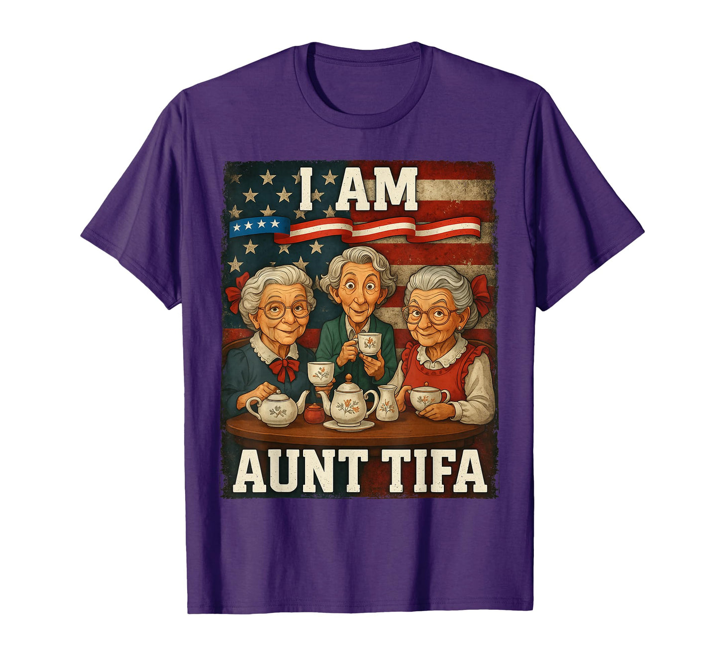 HUGvyn Aunt Tifa American Flag Funny I Am Aunt Tifa American T-Shirt