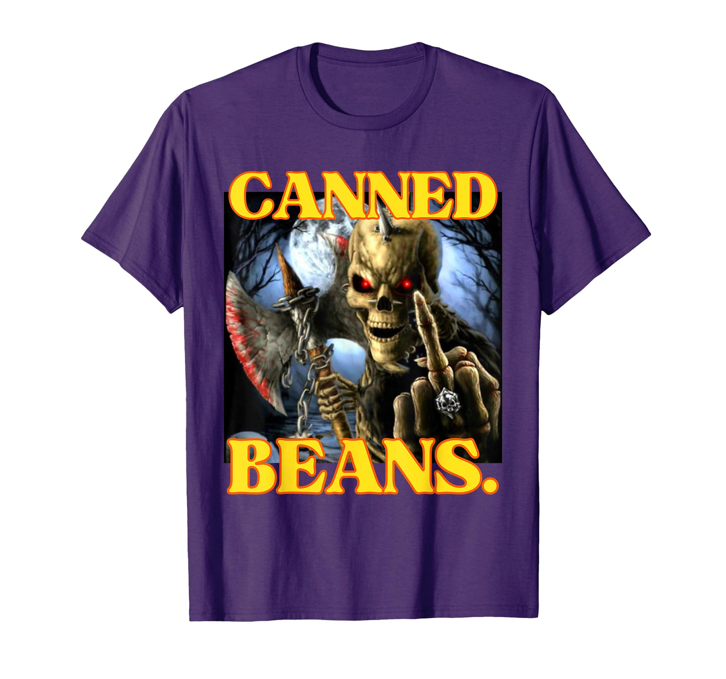 Canned Beans Enjoyer Funny Cringe Hard Skeleton Meme T-Shirt