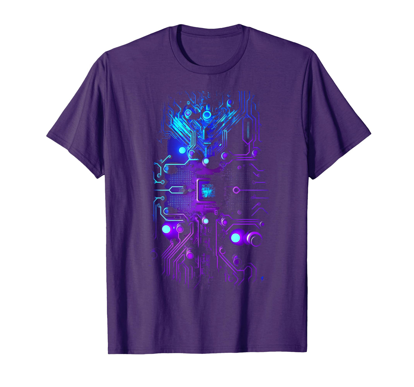 Motherboard Microchip Purple Blue IT Computer Background T-Shirt