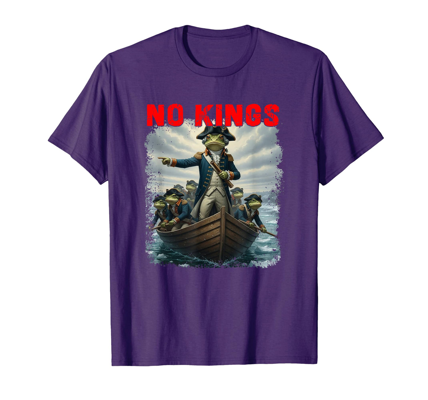 No Kings Frog Revolution Boat Liberty Message T-Shirt