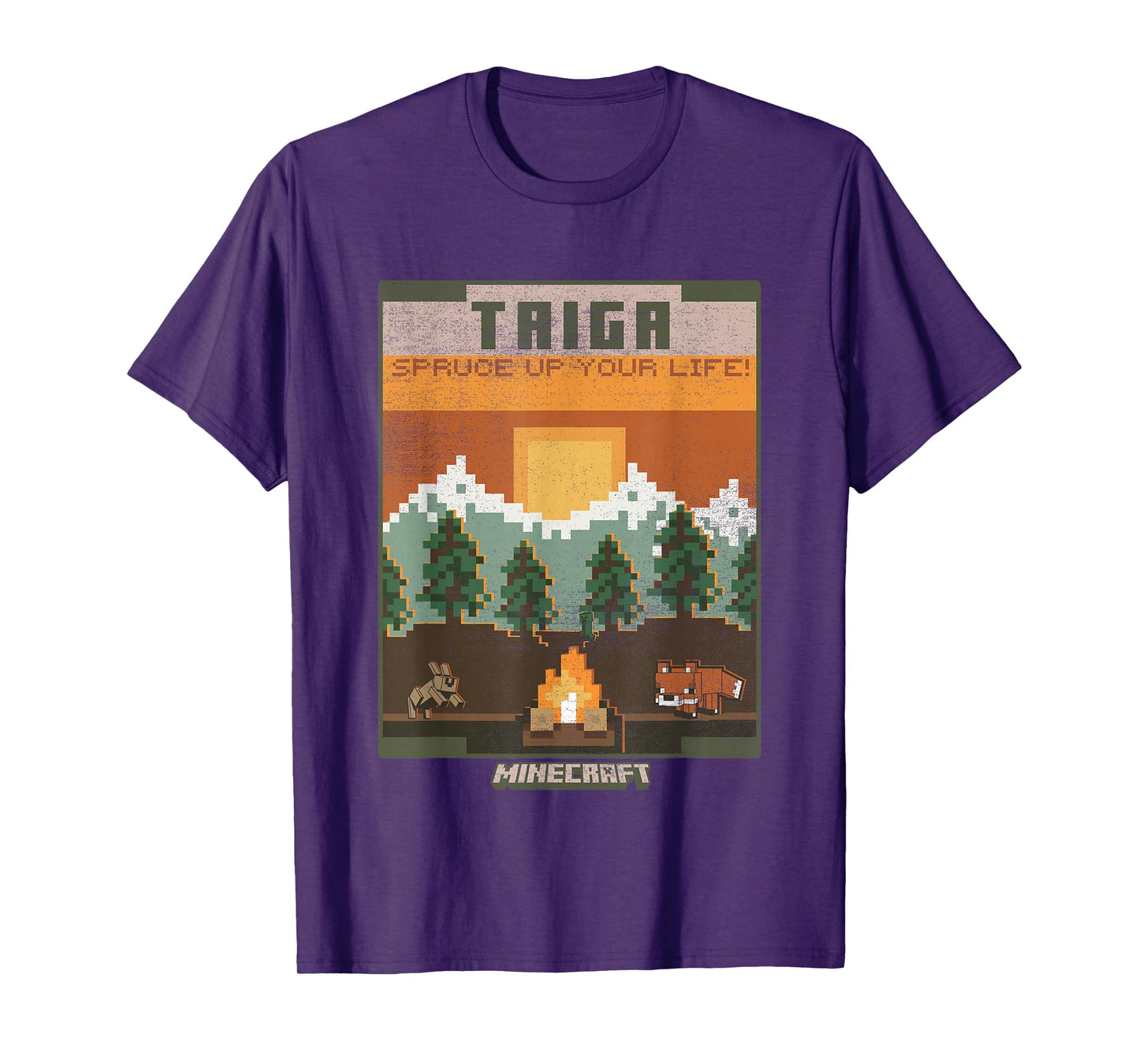 Minecraft Taiga Landscape Spruce Up Your Life Poster Vintage T-Shirt