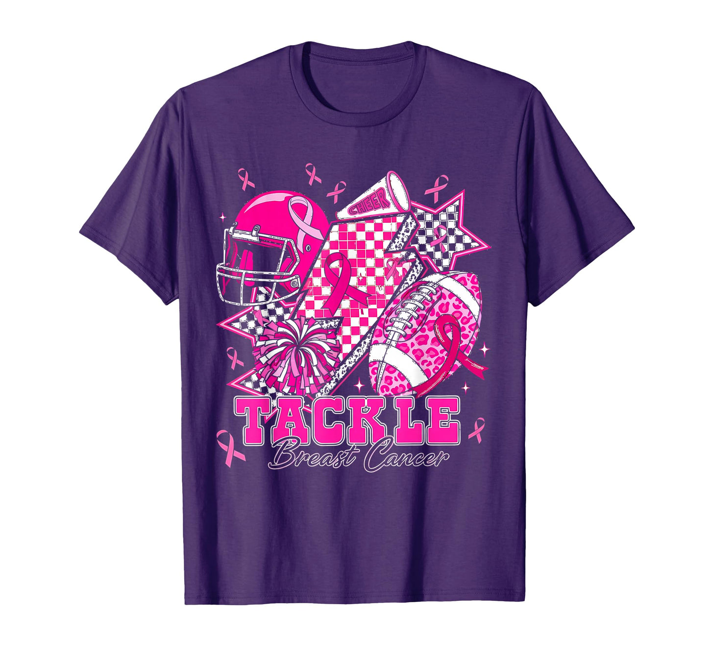 Tackle Breast Cancer Football Pink Ribbon Awareness T-Shirt