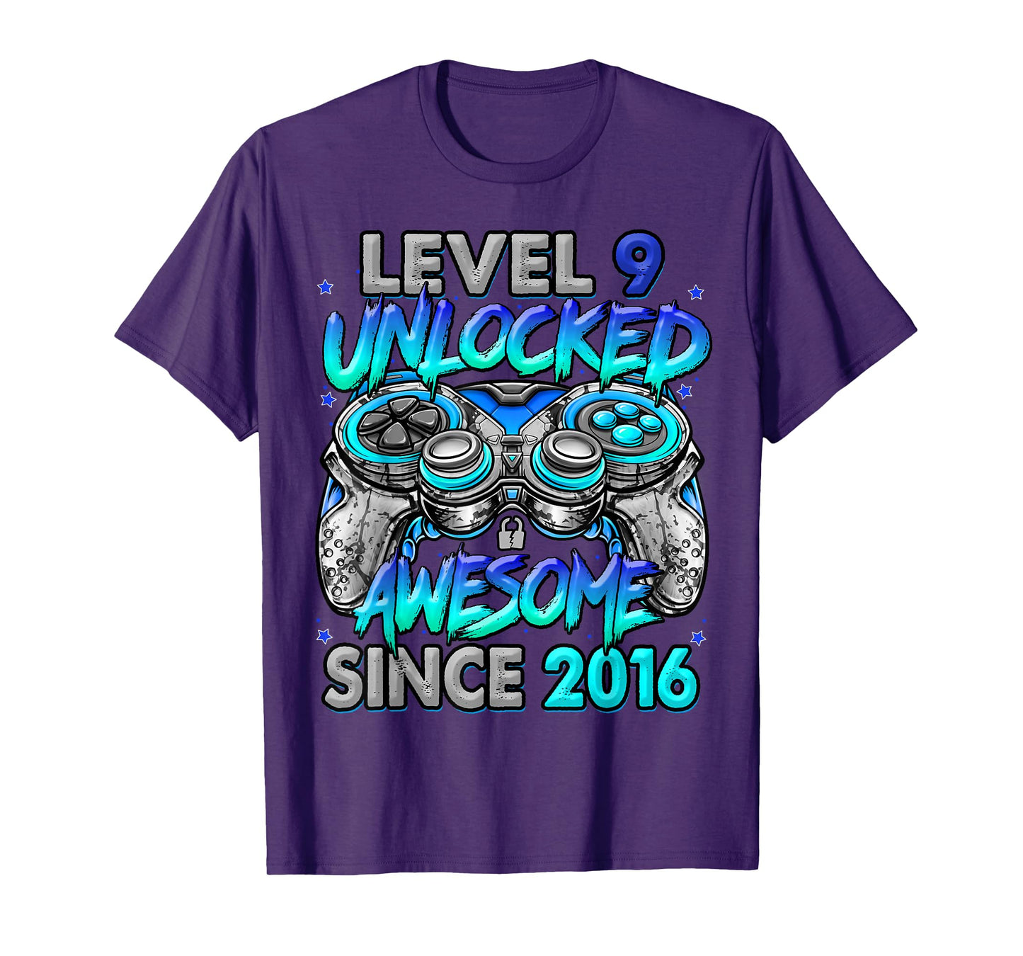 Level 9 Unlocked Awesome Since 2016 9th Birthday Gaming T-Shirt