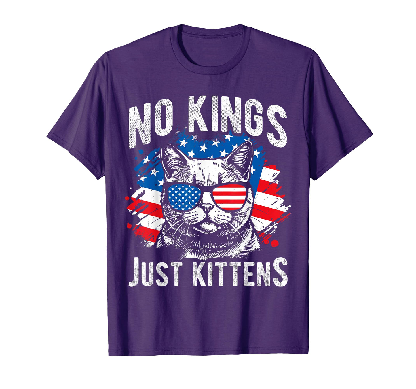 NO Kings JUST Kittens Patriotic Protest Cat T-Shirt