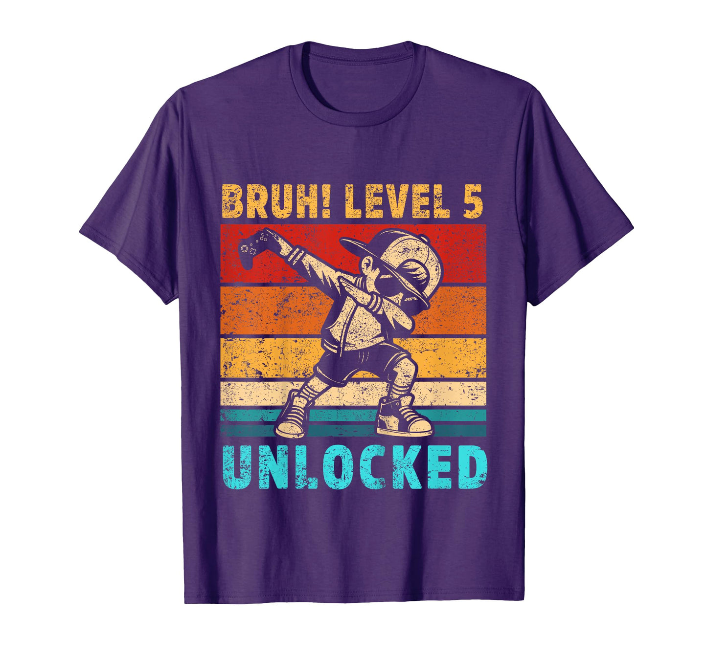 Kids 5 Year Old Birthday Dabbing Boy Bruh 5th level unlocked T-Shirt