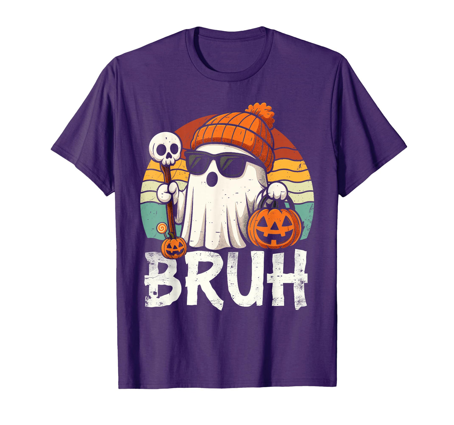 Bruh Ghost Halloween Cute Ghost Trick Or Treat Candy Kids T-Shirt