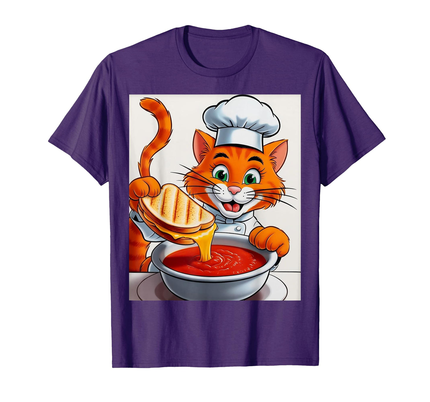 Chef Cat Grilled Cheese Tomato Soup Comfort Food T-Shirt for Men Women Kids