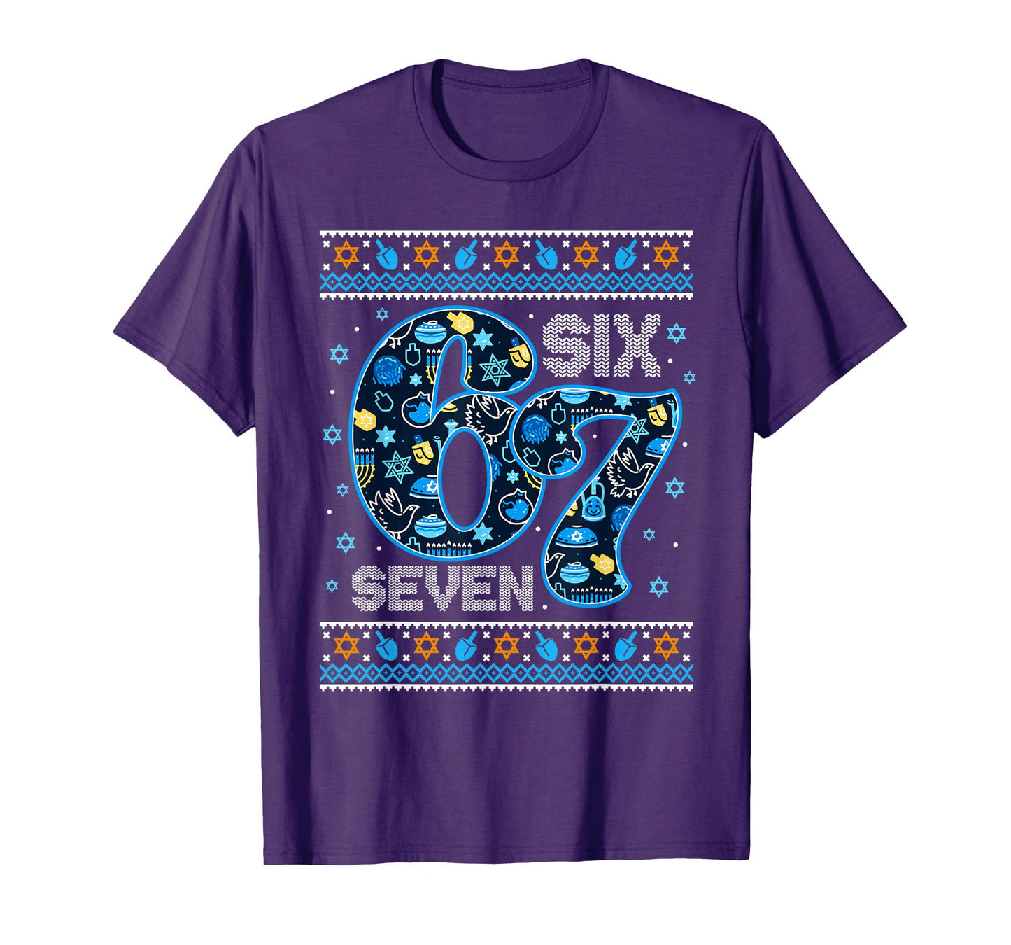 Hanukkah 67 Festive Dreidel Ugly Sweater Jew Six Seven 6 7 T-Shirt
