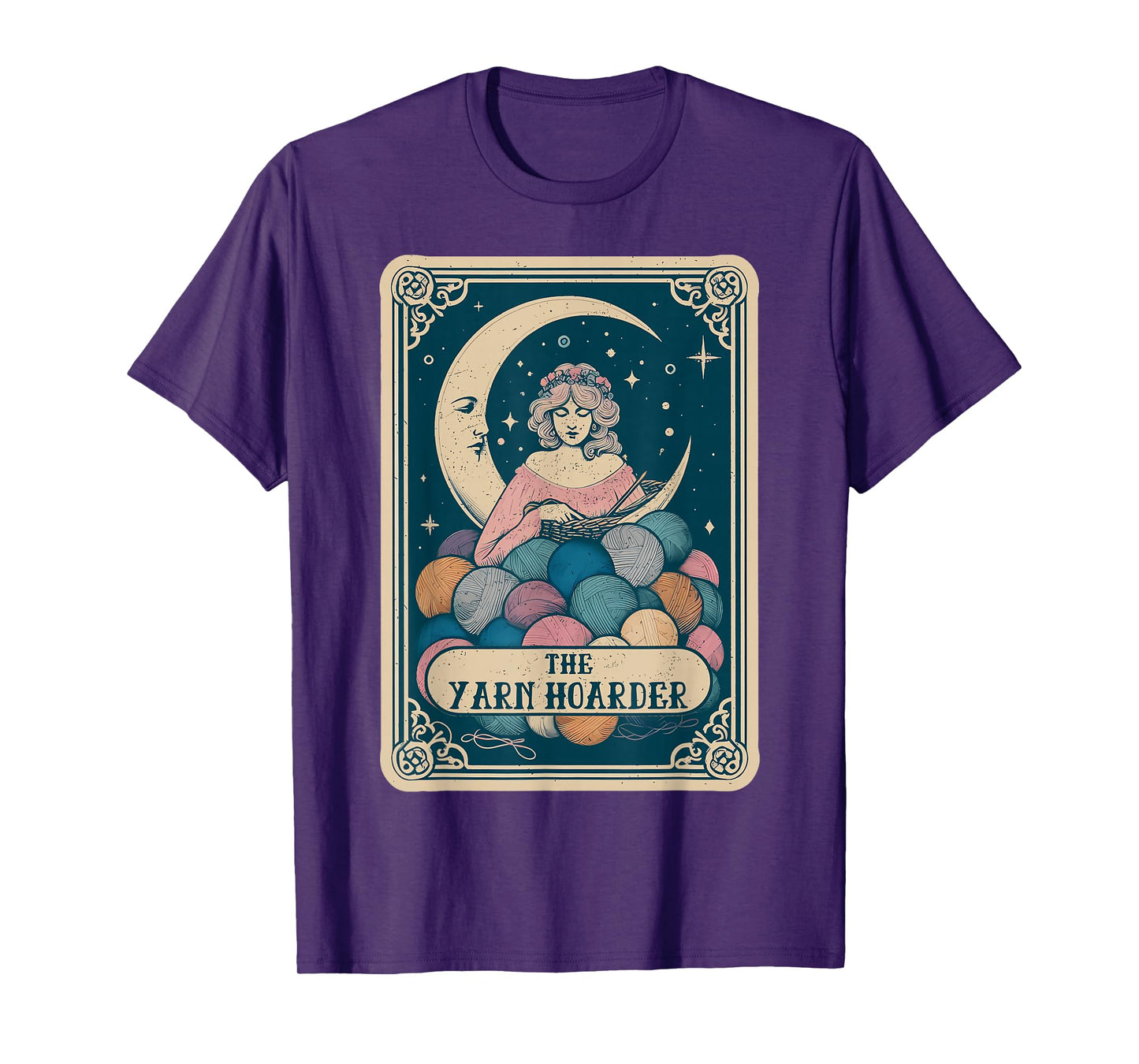 Vintage Gothic Tarot Card Yarn Hoarder Knitter Crochet Lover T-Shirt