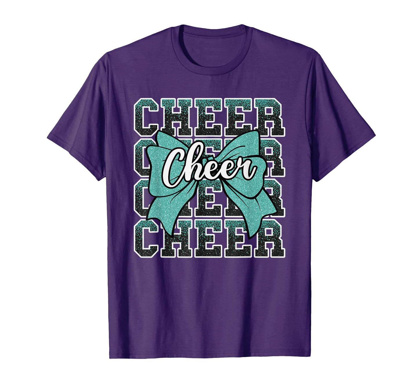 Coquette Cheer Bow Sport Cheerleader Cheerleading Teal Blue T-Shirt