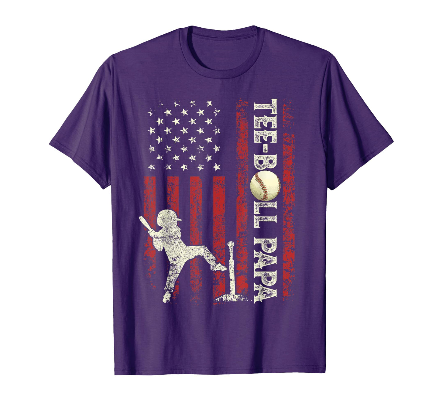 Tee-Ball Papa US Flag Gifts Dad Men Patriotic Fathers Day T-Shirt