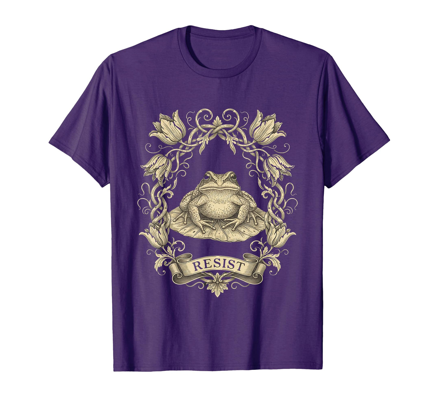Portland Resist Frog Protest No Kings Day Floral T-Shirt