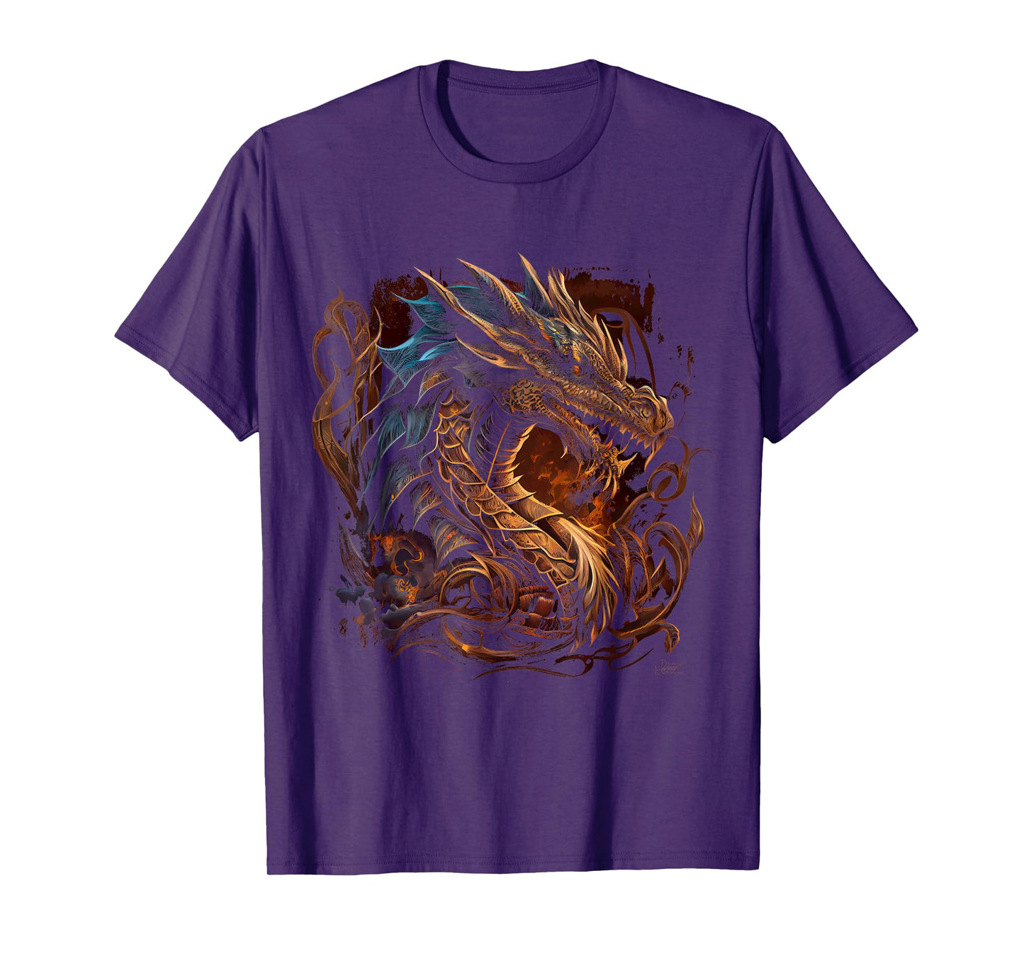 Beautiful Vintage Dragon Lover Fantasy Art Cool Illustration T-Shirt