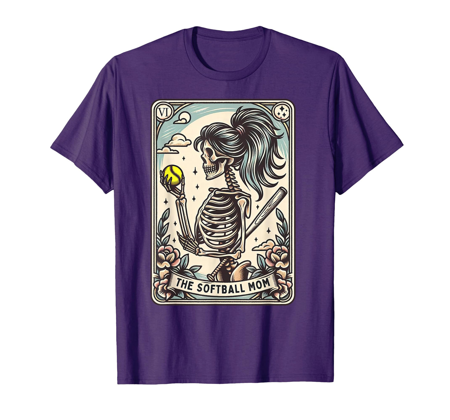 Softball Mom Tarot Card Skeleton Softball Mama Mothers Day T-Shirt