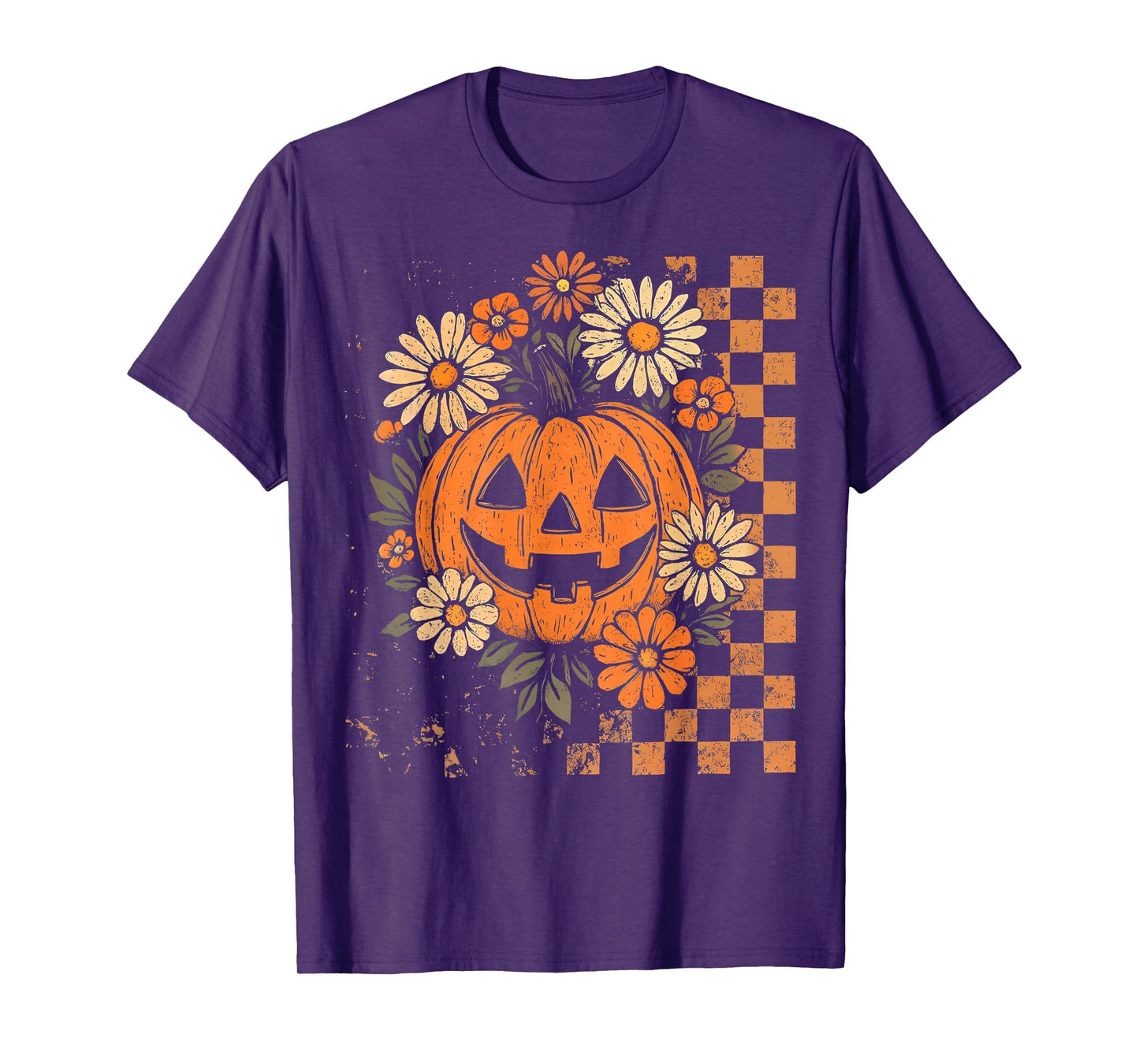 Vintage Floral Boho Pumpkin Cute Halloween Fall T-Shirt