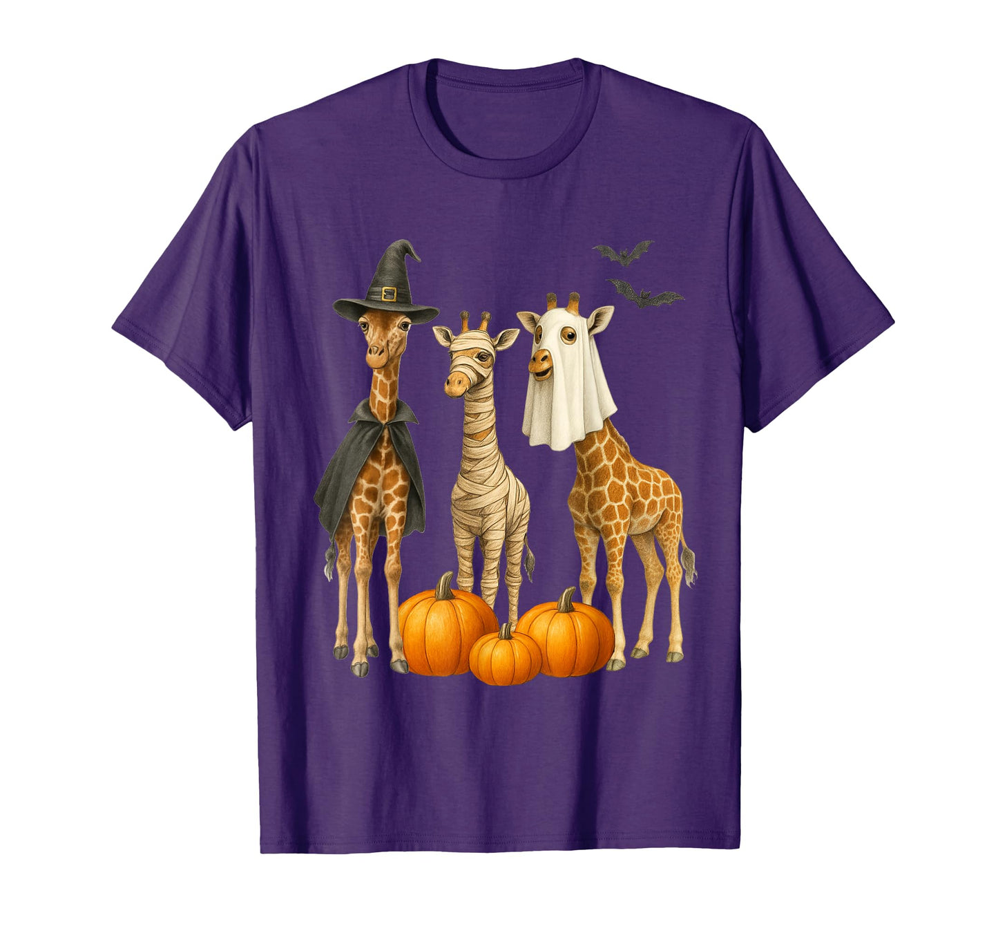 Giraffe Boo Mummy Witch Halloween Costume Giraffe Pumpkin T-Shirt