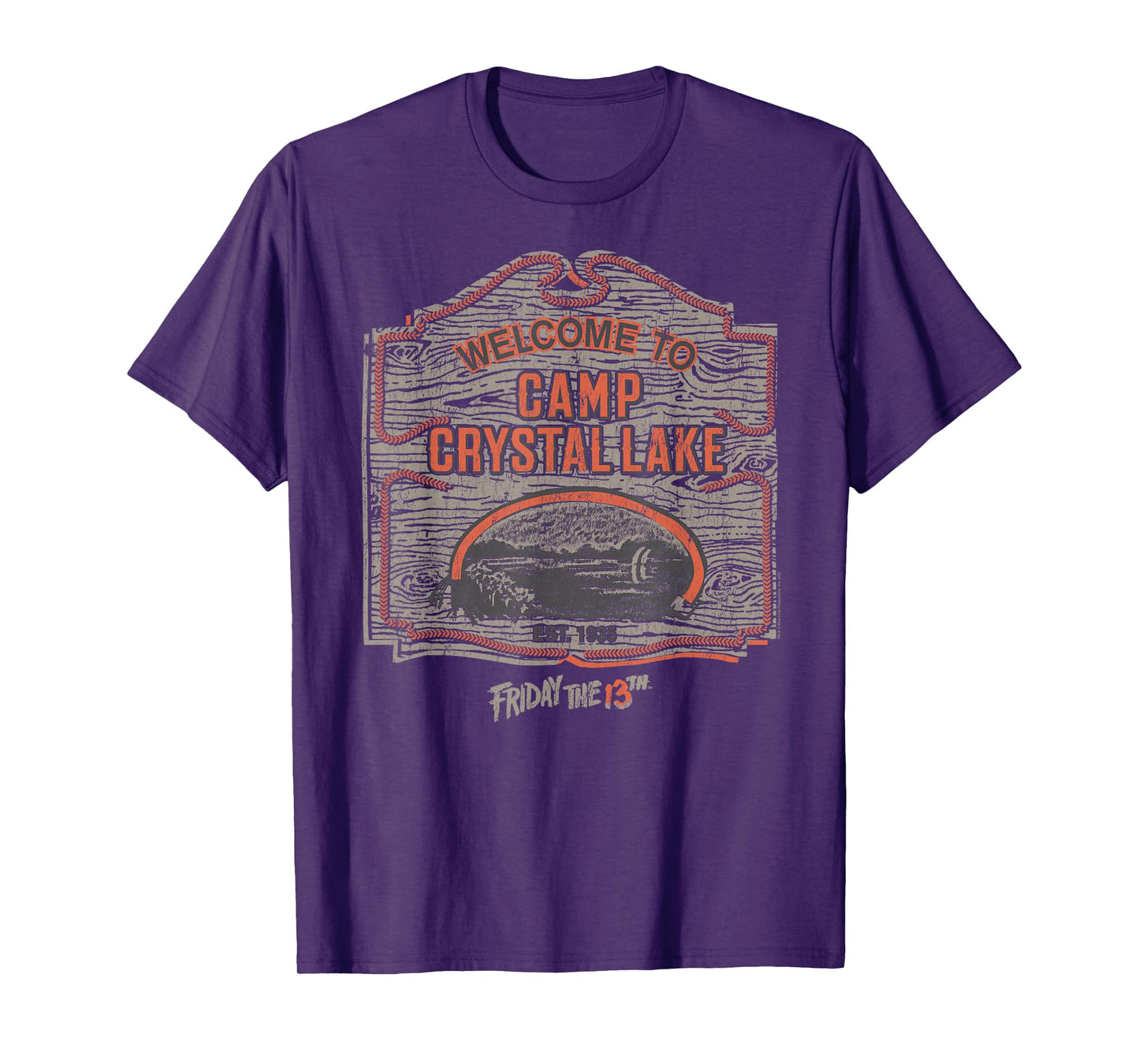 Friday The 13th Camp Crystal Lake Sign Classic Horror Movie T-Shirt