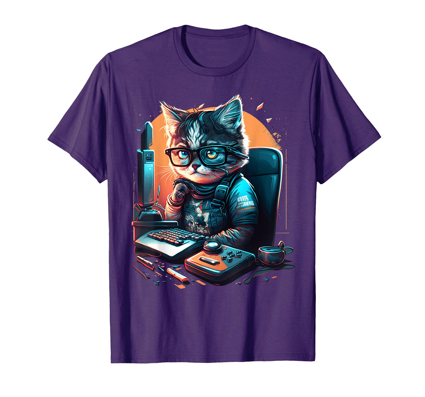 Cat Work On Computers with glasses cute cats Computer Nerd T-Shirt