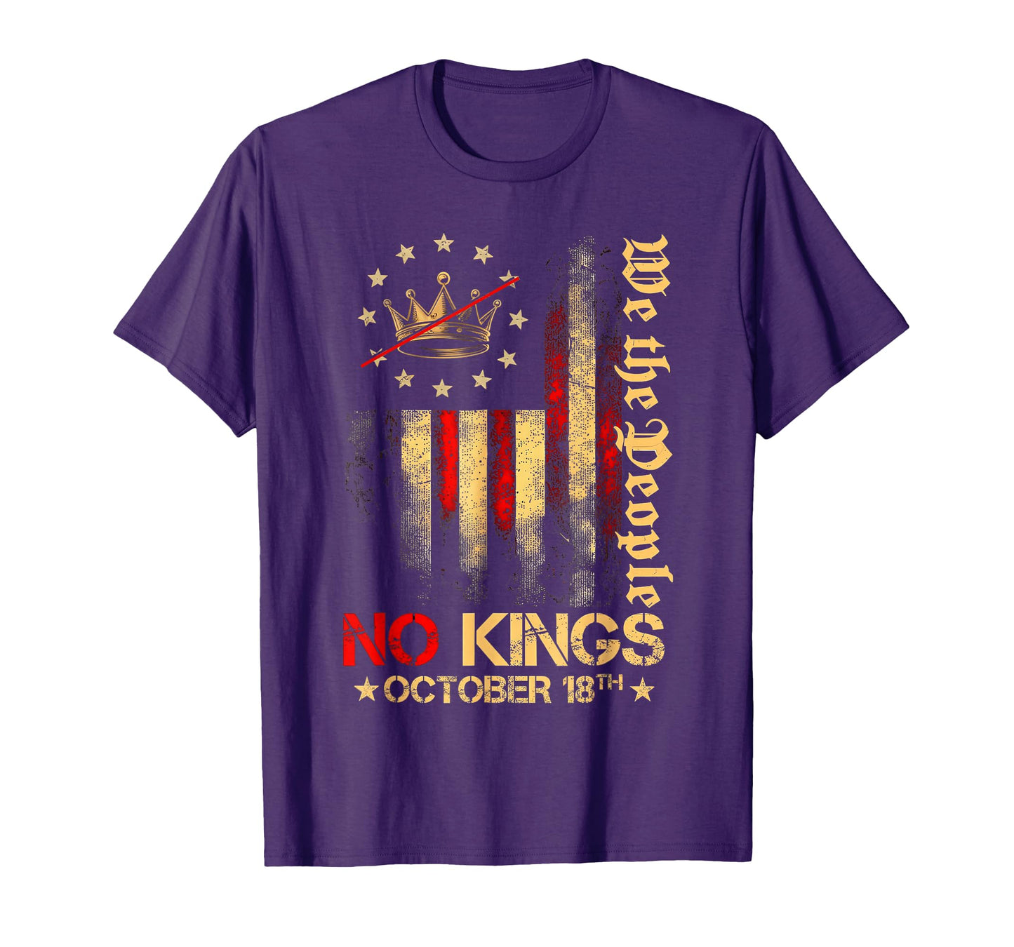 No Kings Vintage America Flag 1776 October 18 T-Shirt