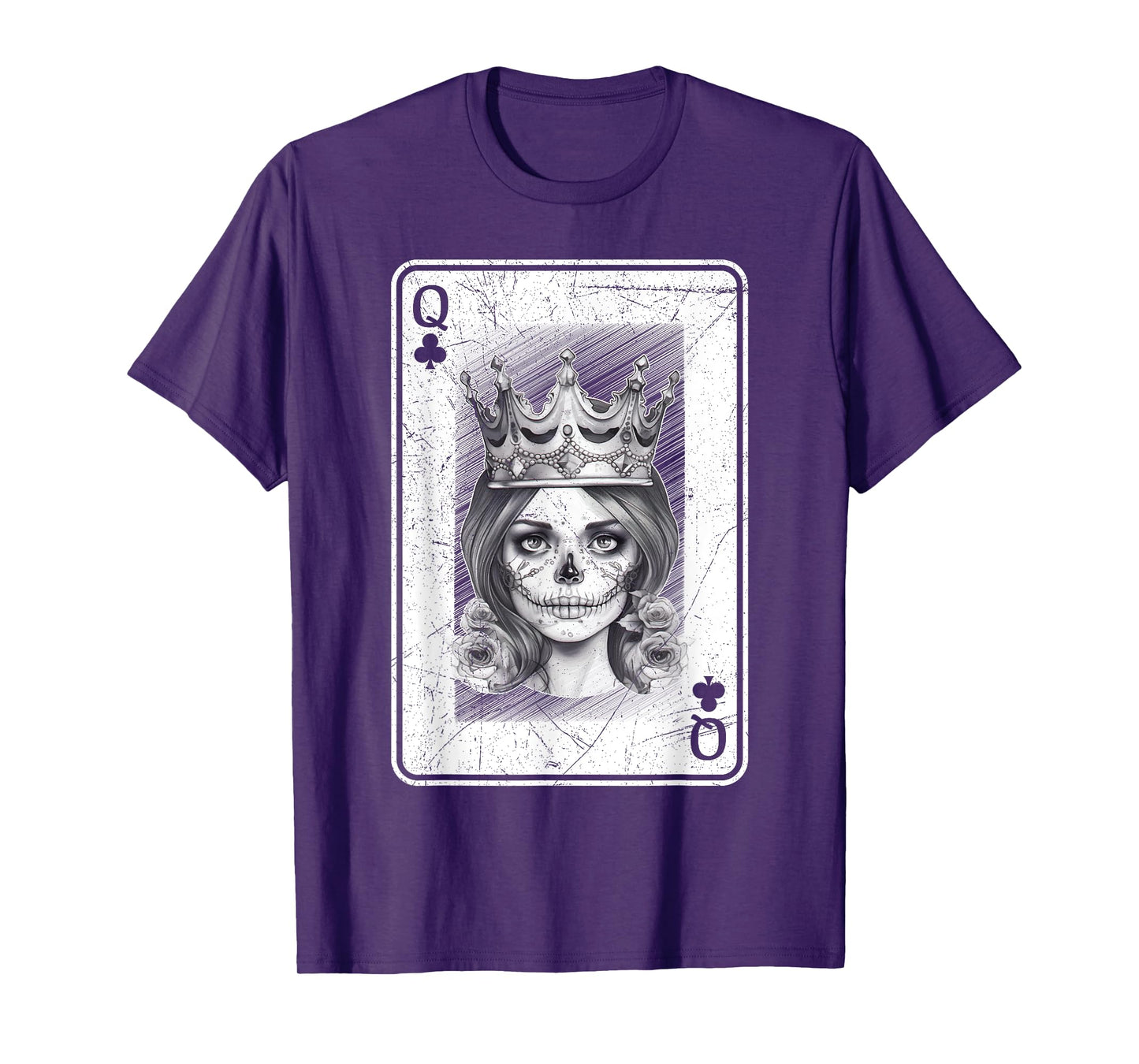 Poker Card Game Creepy Queen of Spades Gothic Halloween Fan T-Shirt