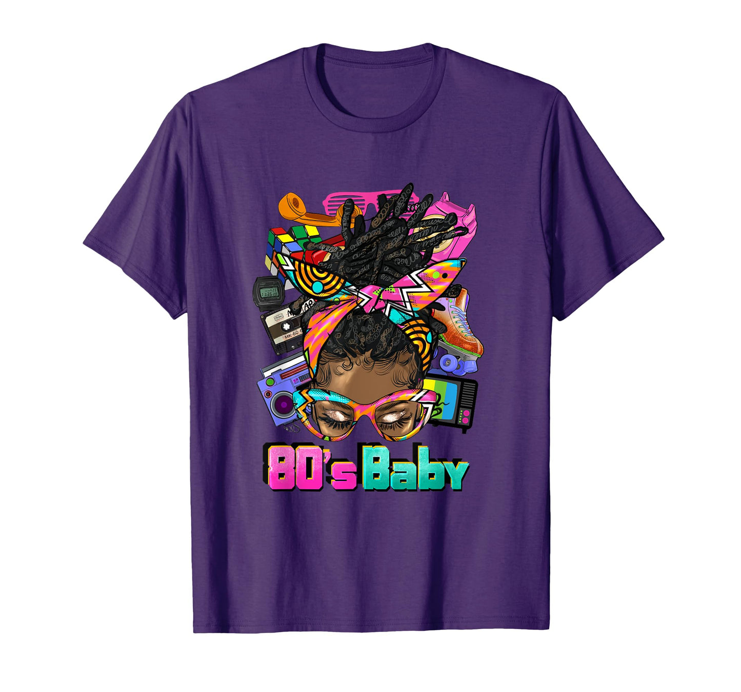 80's Baby Afro Messy Bun African American 1980's Retro T-Shirt