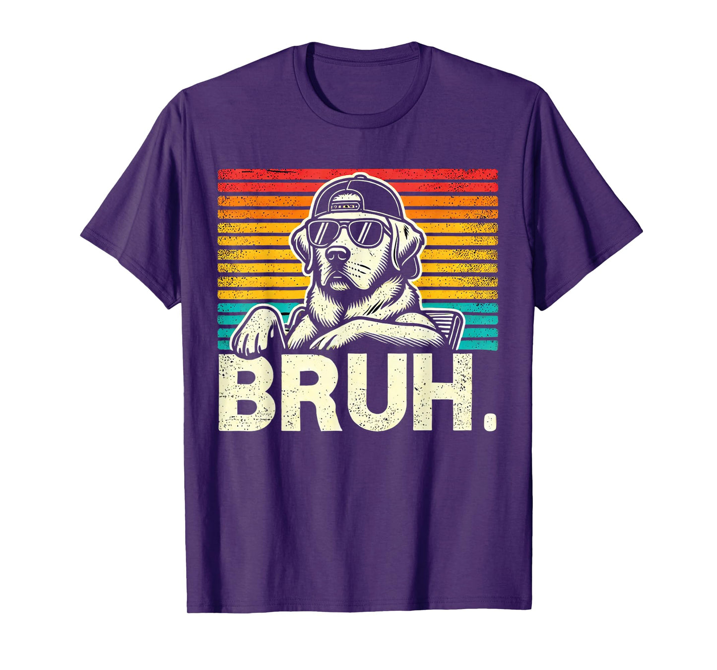 Bruh Retro Vintage 80s Dog Sunglasses Funny Bruh Labrador T-Shirt