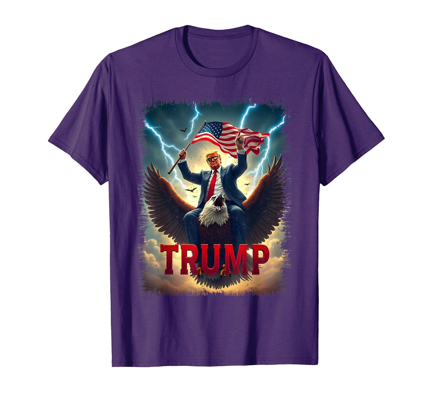 Vintage President Trump Riding an Eagle. Patriotic Political T-Shirt