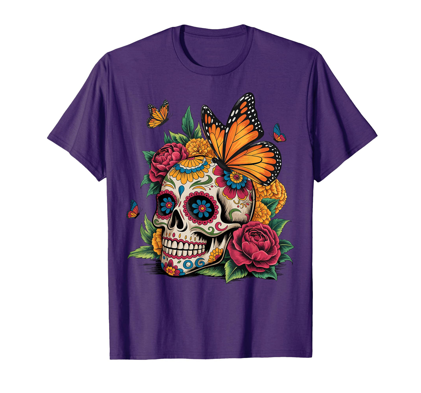 Dia de Los Muertos Floral Sugar Skull Gothic Day of The Dead T-Shirt