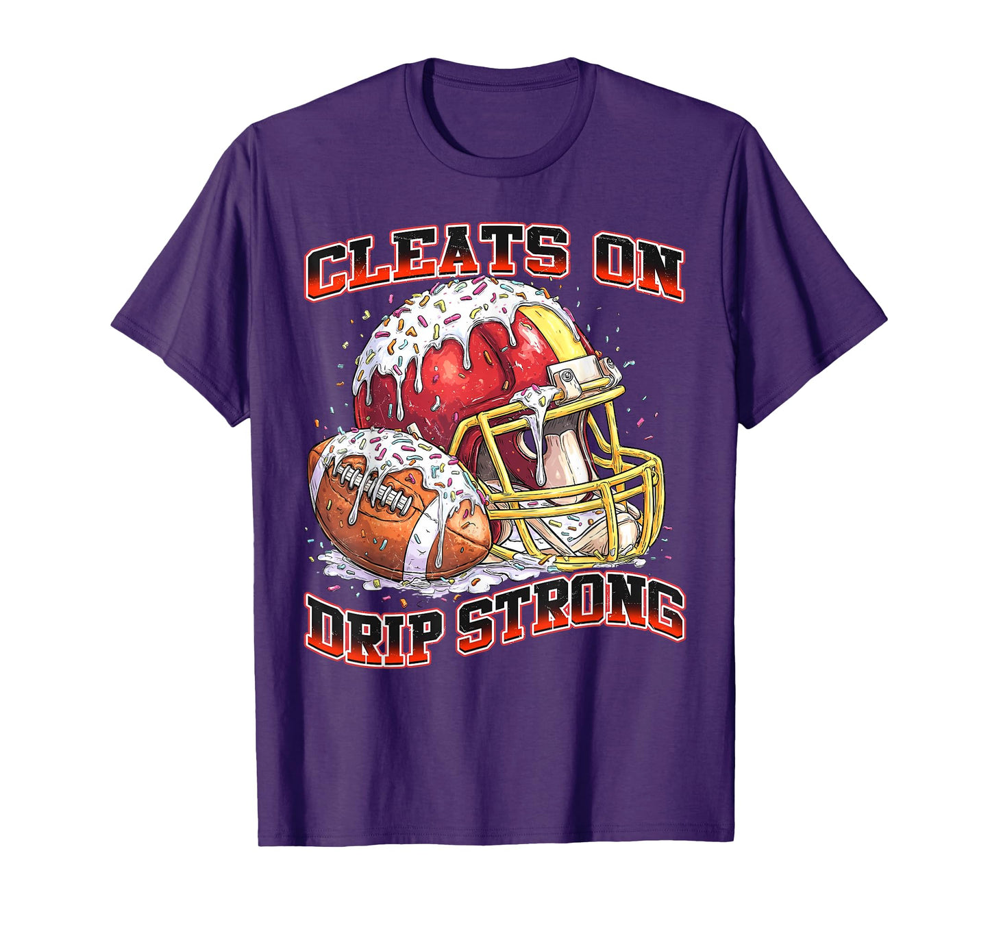 Cleats On Drip Strong Football Ice Cream Drip with Sprinkles T-Shirt