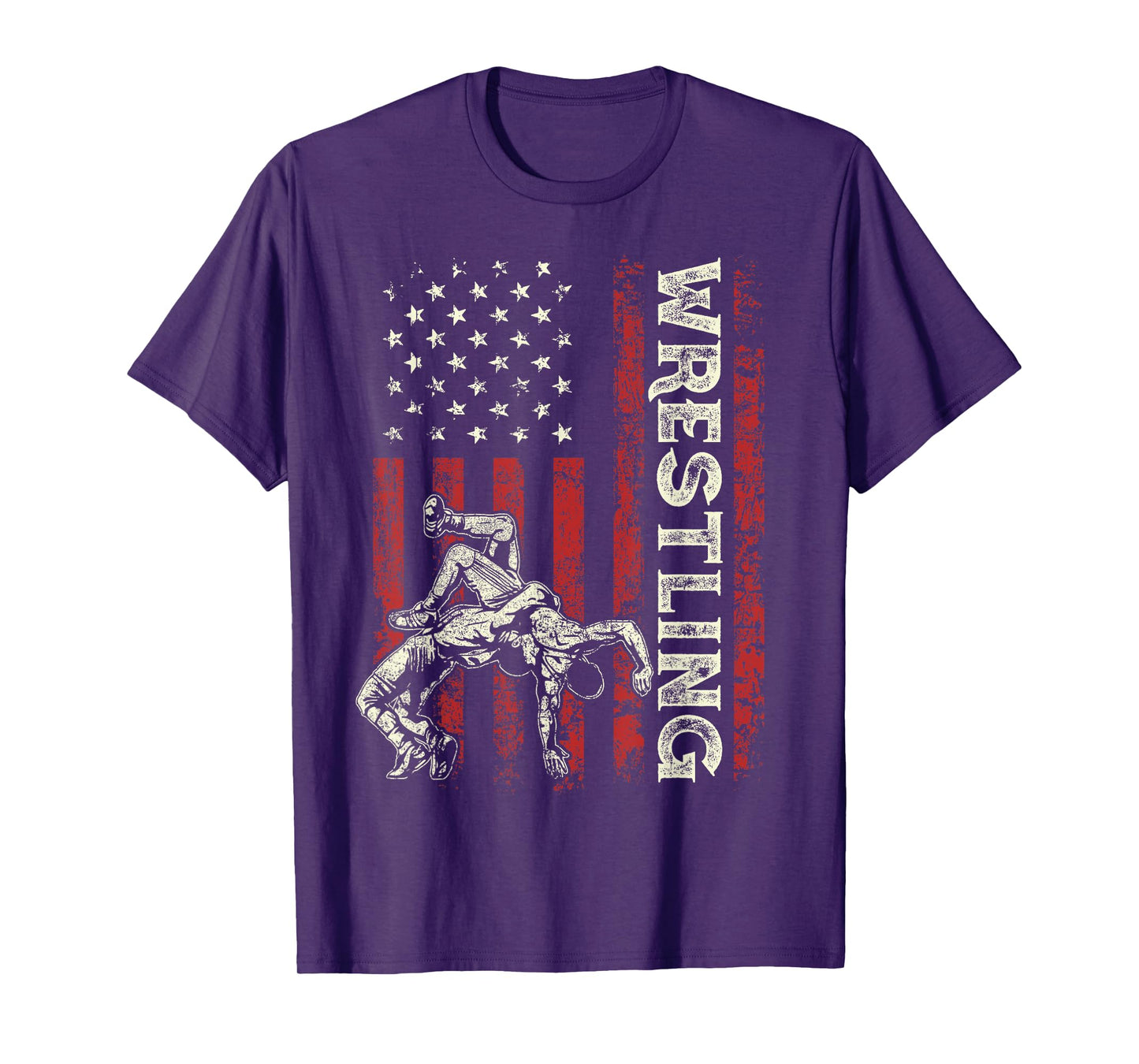 Wrestling US Flag Gifts Dad Wrestler Patriotic 4th Of July T-Shirt
